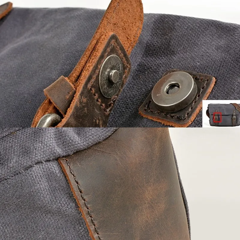 Sac Bandoulière Sac Besace^Besace en toile imperméable et en cuir véritable