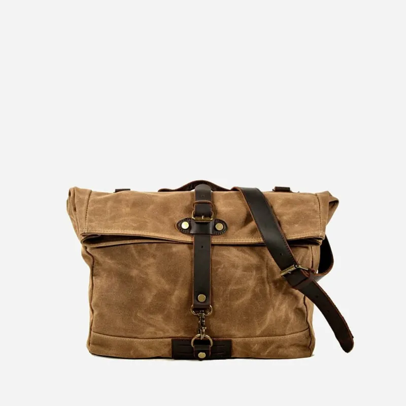 Sac Bandoulière Sacoche Et Porte-documents|Sac Besace^Grande sacoche besace en toile enduite et cuir véritable