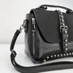 Sac Bandoulière Sac À Main|Sac Besace^Petit sac à main besace clouté cuir et velours