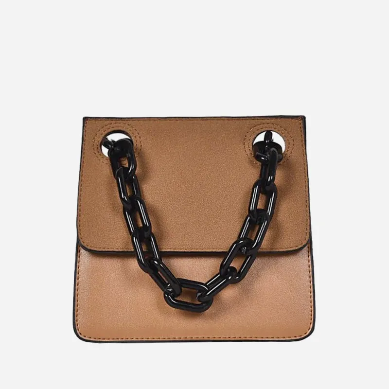 Sac Bandoulière Sac Besace^Petit sac besace avec anse bandoulière à chaîne en grosse maille noire