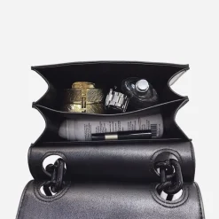 Sac Bandoulière Sac Besace^Petit sac besace avec anse bandoulière à chaîne en grosse maille noire