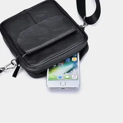 Sac Bandoulière Petite Sacoche Et Pochette^Petite sacoche homme en cuir véritable noir