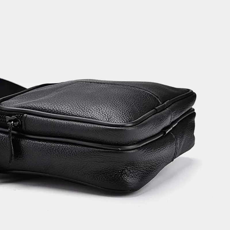 Sac Bandoulière Petite Sacoche Et Pochette^Petite sacoche homme en cuir véritable noir