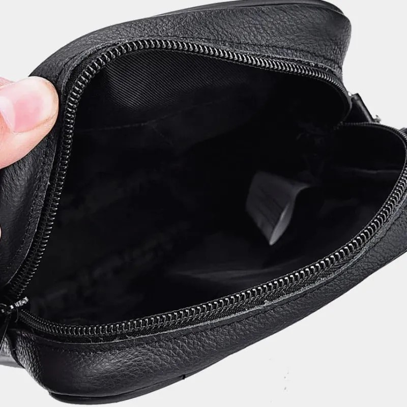 Sac Bandoulière Petite Sacoche Et Pochette^Petite sacoche homme en cuir véritable noir