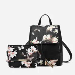 Sac Bandoulière Sac Besace^Sac à dos uni noir ou floral avec assorti