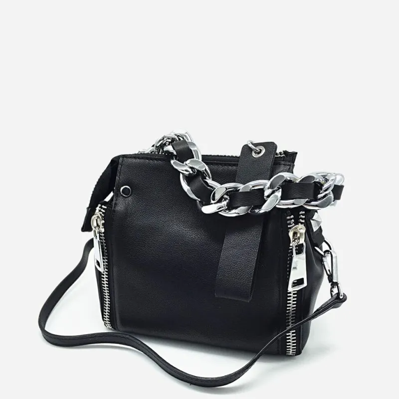 Sac Bandoulière Sac À Main^Sac à main à chaîne en cuir véritable noir