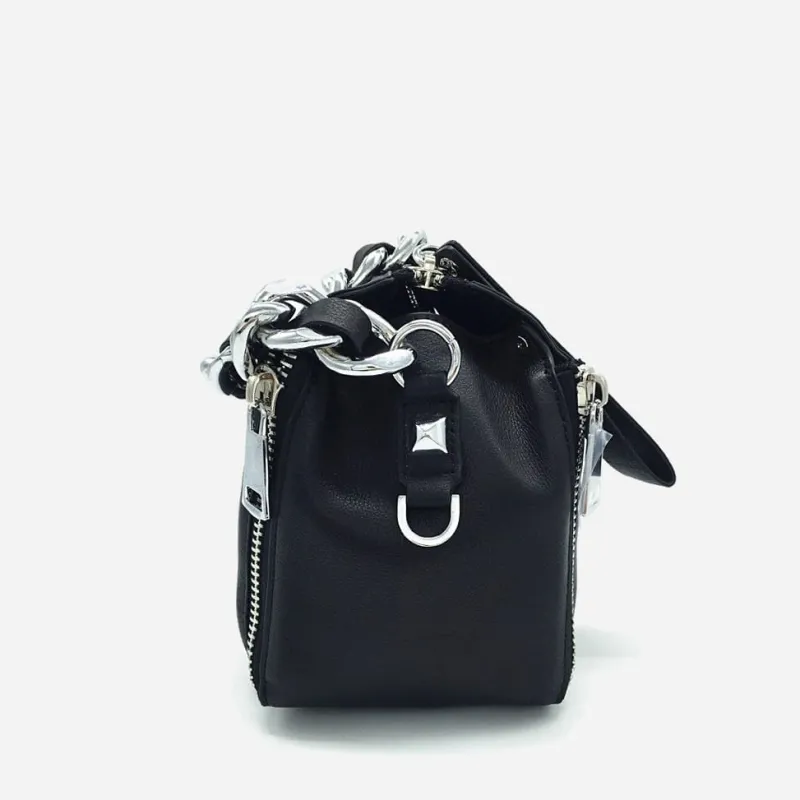 Sac Bandoulière Sac À Main^Sac à main à chaîne en cuir véritable noir