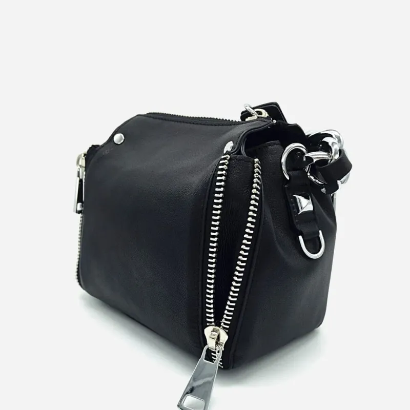 Sac Bandoulière Sac À Main^Sac à main à chaîne en cuir véritable noir