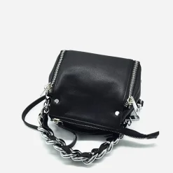 Sac Bandoulière Sac À Main^Sac à main à chaîne en cuir véritable noir