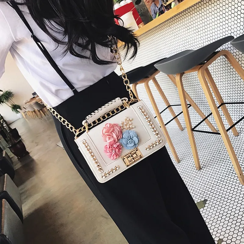 Sac Bandoulière Sac À Main|Sac Besace^Sac à main avec motif floral et bandoulière avec chaînes