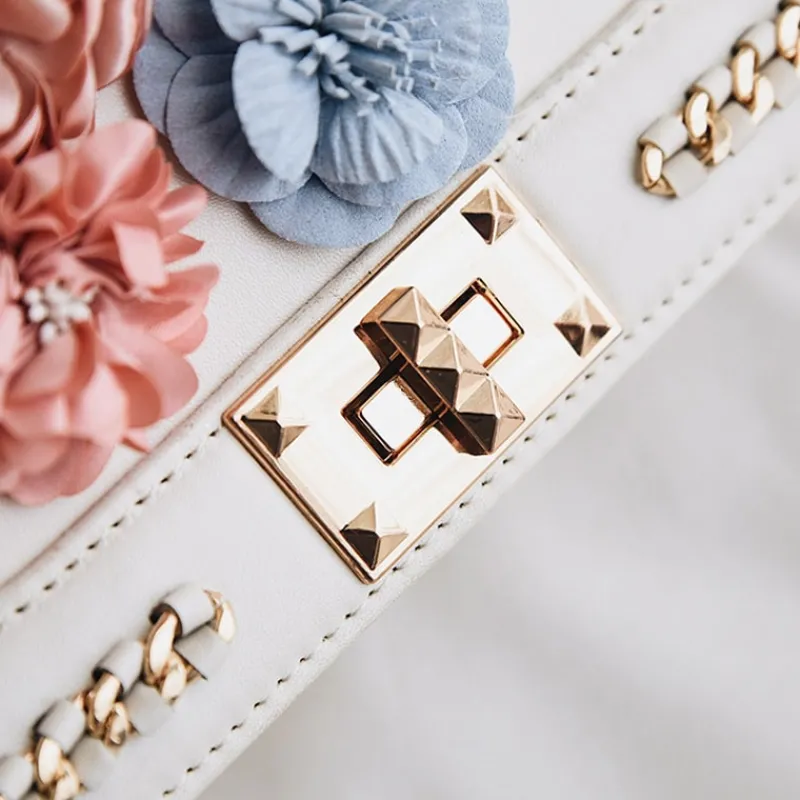 Sac Bandoulière Sac À Main|Sac Besace^Sac à main avec motif floral et bandoulière avec chaînes