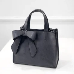 Sac Bandoulière Sac À Main^Sac à main bandoulière cuir suédine avec nœud papillon