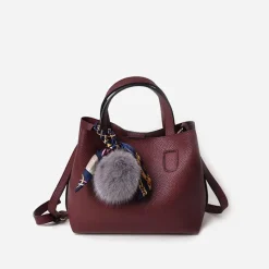 Sac Bandoulière Sac À Main^Sac à main bandoulière cuir avec pompon