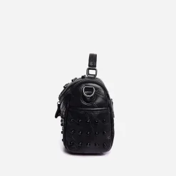 Sac Bandoulière Sac À Main^Sac à main clouté en cuir avec bandoulière noir
