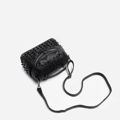 Sac Bandoulière Sac À Main^Sac à main clouté en cuir avec bandoulière noir