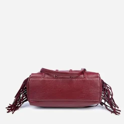 Sac Bandoulière Sac À Main^Sac à main clouté en cuir avec franges