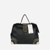 Sac Bandoulière Sac À Main|Sac Cabas Et Fourre-tout^Sac à main clouté en cuir avec dorure noir