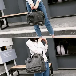 Sac Bandoulière Sac À Main^Sac à main clouté façon cuir nubuck