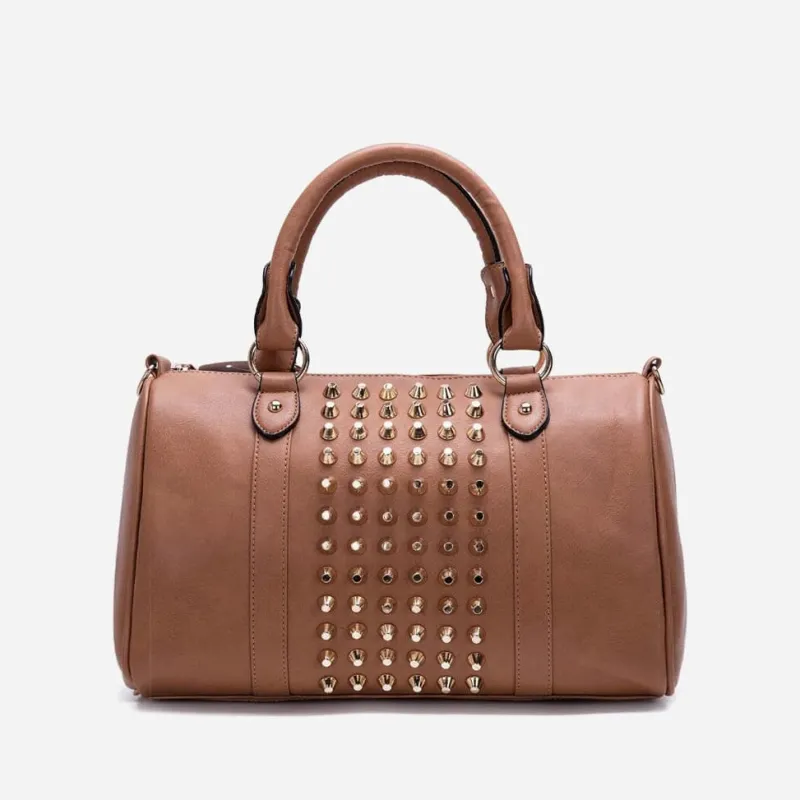 Sac Bandoulière Sac À Main|Sac Cabas Et Fourre-tout^Sac à main cuir clouté type bowling