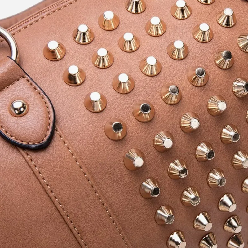 Sac Bandoulière Sac À Main|Sac Cabas Et Fourre-tout^Sac à main cuir clouté type bowling