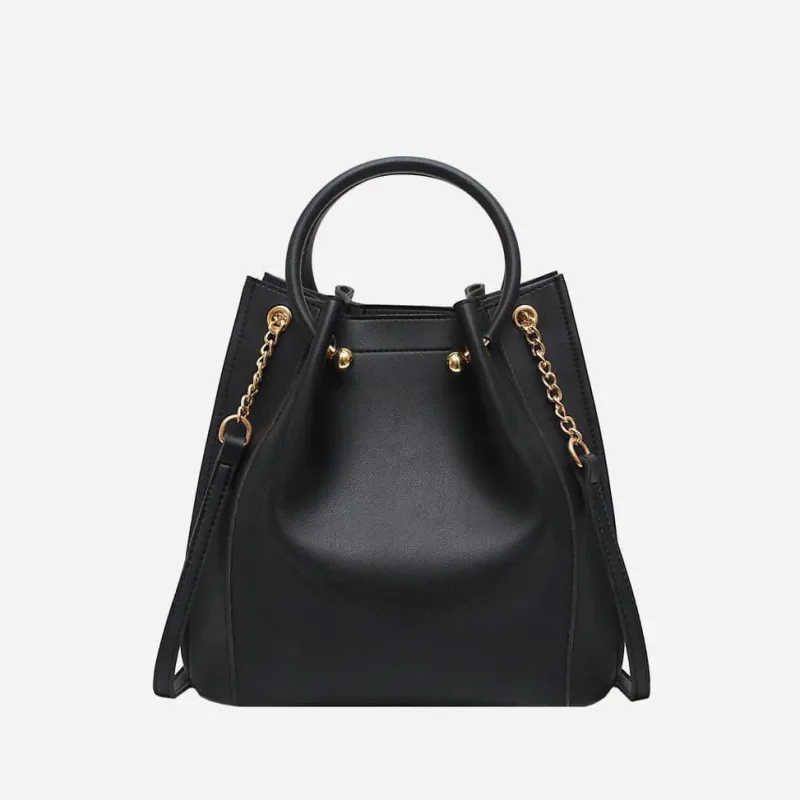 Sac Bandoulière Sac À Main^Sac à main plissé façon sac seau avec chaîne et dorure