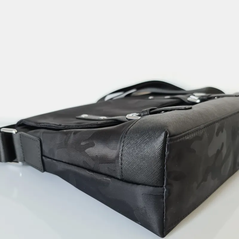 Sac Bandoulière Sacoche Et Porte-documents|Sac Besace^Sac besace Oxford camouflage avec garniture cuir safiano noir