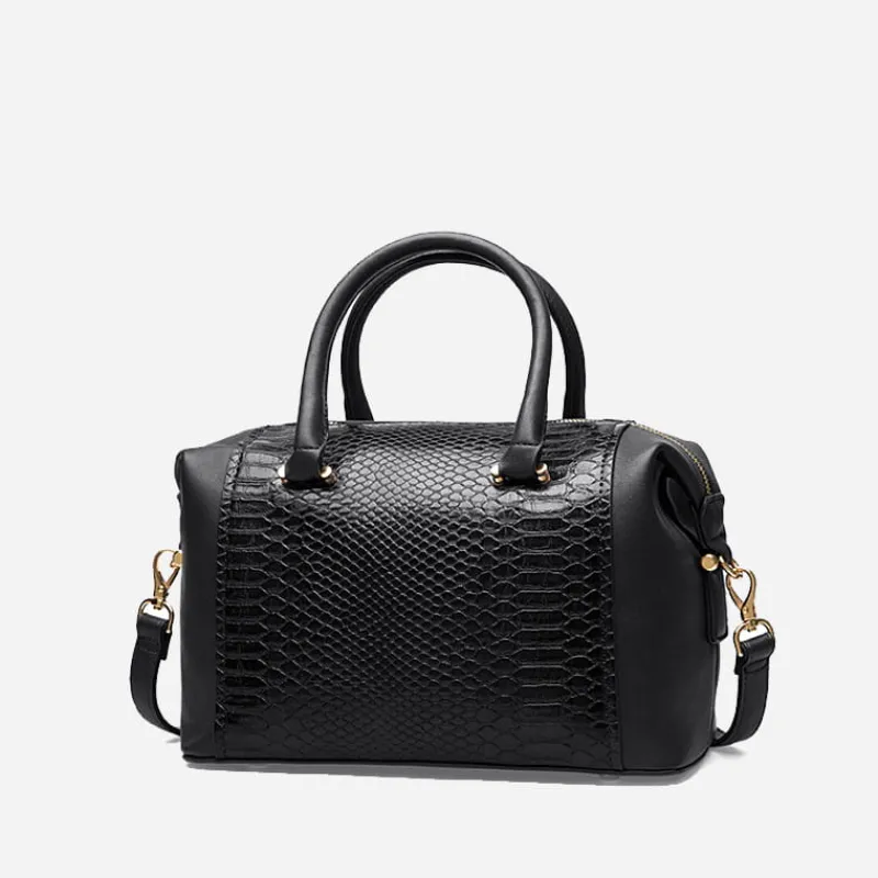 Sac Bandoulière Sac À Main^Sac bowling bi-matière cuir croco