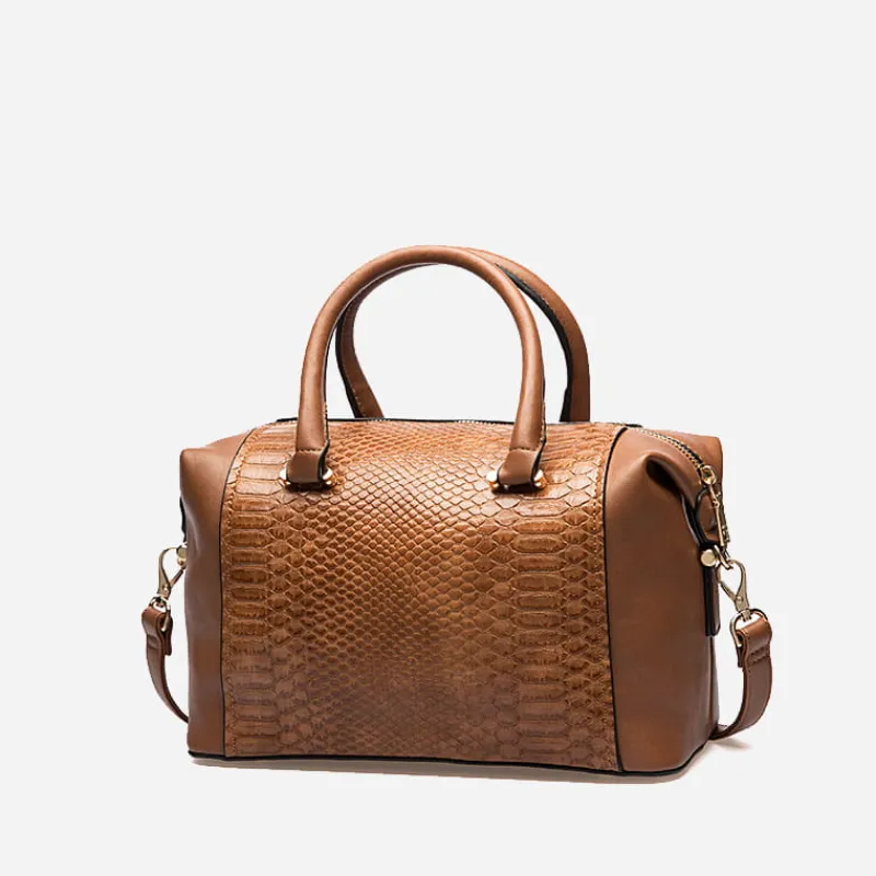Sac Bandoulière Sac À Main^Sac bowling bi-matière cuir croco