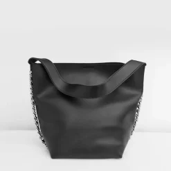 Sac Bandoulière Sac À Main|Sac Cabas Et Fourre-tout^Sac cabas avec anse bandoulière et chaîne décorative noir