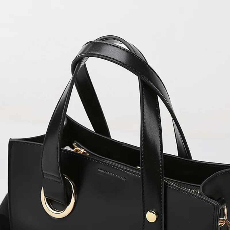 Sac Bandoulière Sac À Main|Sac Cabas Et Fourre-tout^Sac cabas en cuir avec anse asymétrique noir