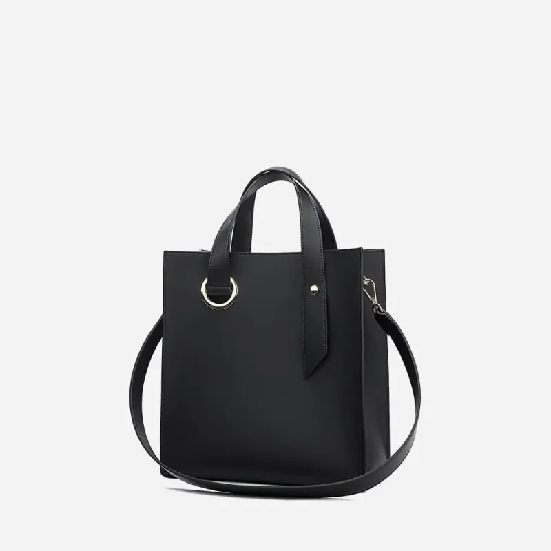 Sac Bandoulière Sac À Main|Sac Cabas Et Fourre-tout^Sac cabas en cuir avec anse asymétrique noir