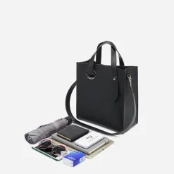 Sac Bandoulière Sac À Main|Sac Cabas Et Fourre-tout^Sac cabas en cuir avec anse asymétrique noir