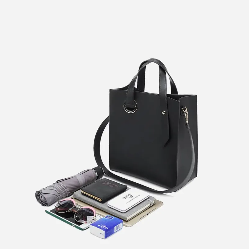 Sac Bandoulière Sac À Main|Sac Cabas Et Fourre-tout^Sac cabas en cuir avec anse asymétrique noir