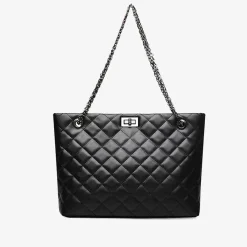 Sac Bandoulière Sac Cabas Et Fourre-tout^Sac cabas en cuir noir matelassé et à chaine