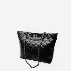 Sac Bandoulière Sac Cabas Et Fourre-tout^Sac cabas en cuir noir matelassé et à chaine