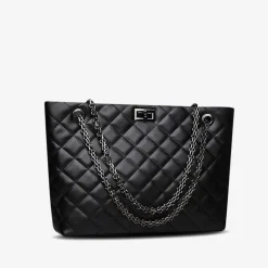 Sac Bandoulière Sac Cabas Et Fourre-tout^Sac cabas en cuir noir matelassé et à chaine