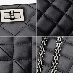 Sac Bandoulière Sac Cabas Et Fourre-tout^Sac cabas en cuir noir matelassé et à chaine