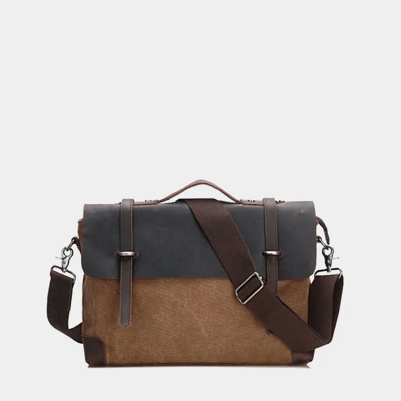 Sac Bandoulière Sacoche Et Porte-documents|Sac Besace^Sacoche besace bi-ton en toile et cuir véritable