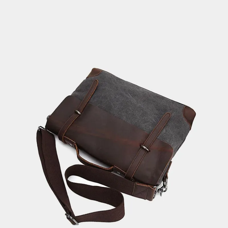 Sac Bandoulière Sacoche Et Porte-documents|Sac Besace^Sacoche besace bi-ton en toile et cuir véritable