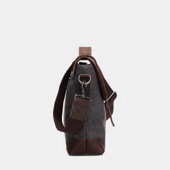 Sac Bandoulière Sacoche Et Porte-documents|Sac Besace^Sacoche besace bi-ton en toile et cuir véritable